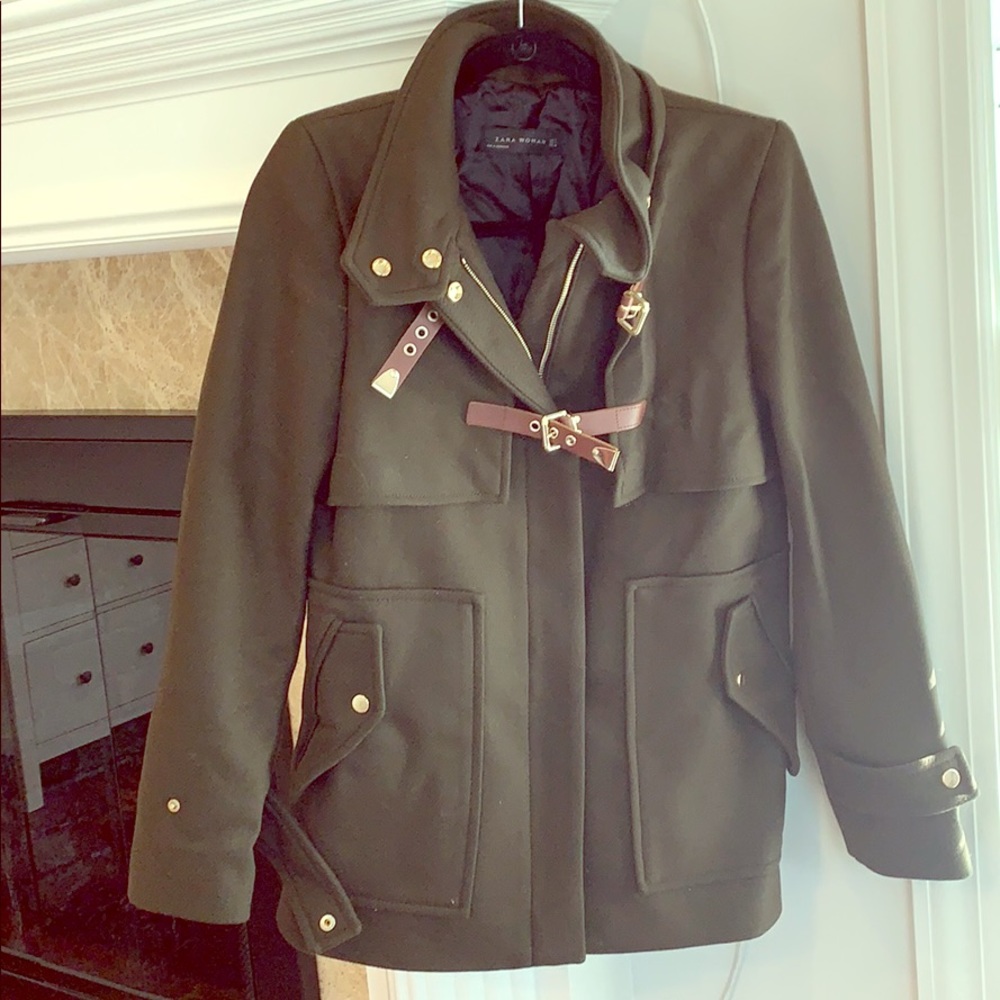 Zara Olive Green Jacket with Gold Accents